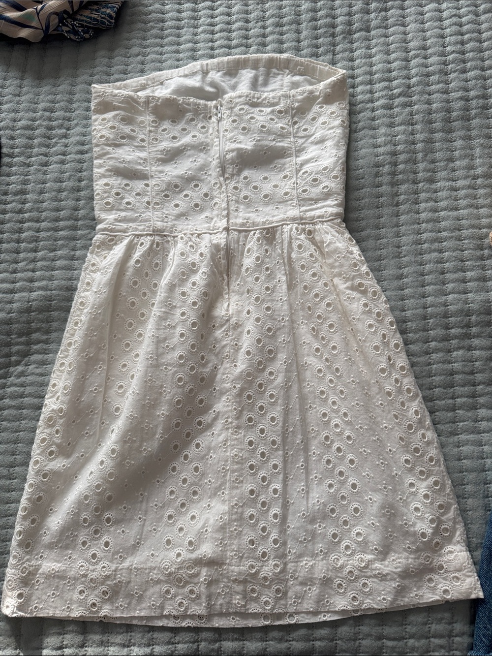 Comptoir Des Cotonniers White Strapless Eyelet Dress Preloved dress